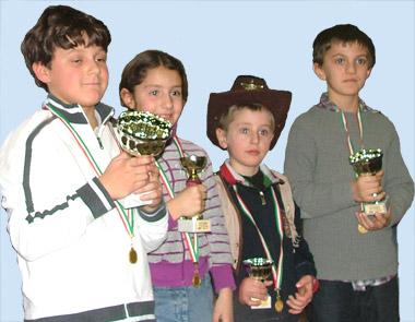  Riccardo Basso, 1°; Livia Fusco, 1^ bambina; Alberto Visonà, 3°; Tommaso Firoso, 2°
