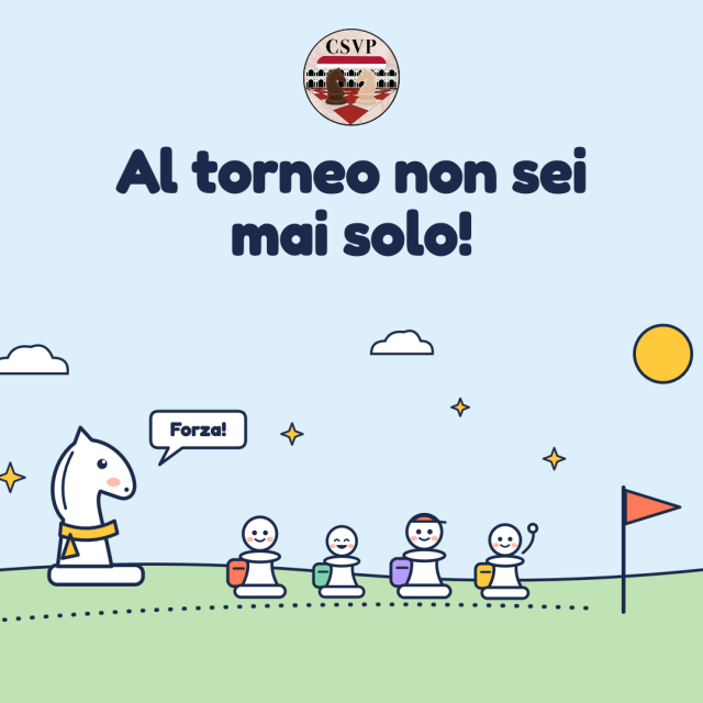 Al torneo non sei mai solo! Un cavallo incoraggia quattro pedoni in cammino verso il traguardo